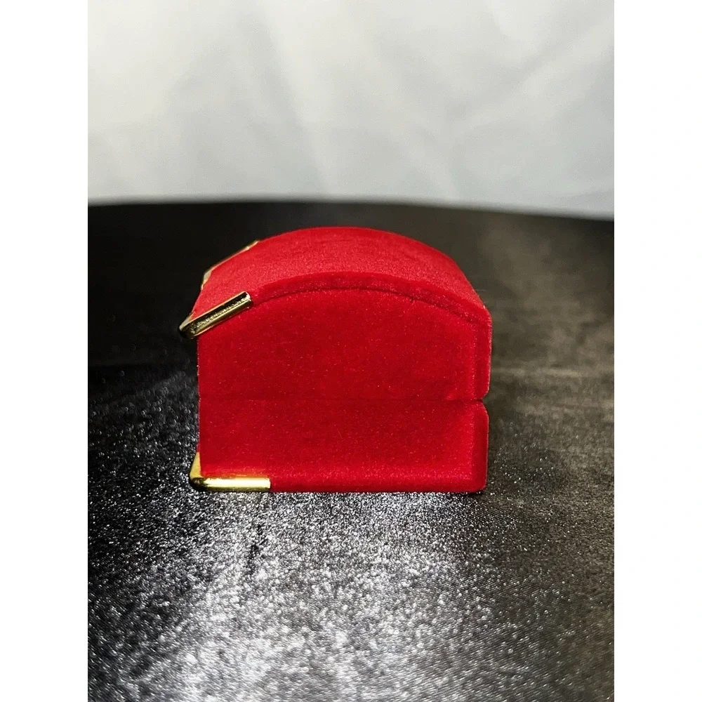 Brand new Red Velvet Ring Box Gold Trim Domed Lid Jewelry Presentation Box